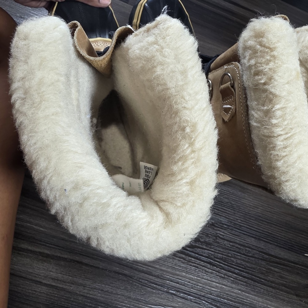 Vtg Sorel Caribou Snow Duck Boots Men's 9 Tan Leather Wool Lined Kaufman Canada - Picture 6 of 11